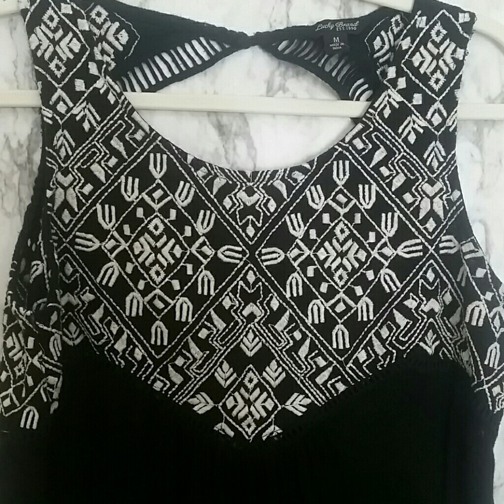 Lucky brand black lace crochet eyelet tank top - Picture 3 of 4